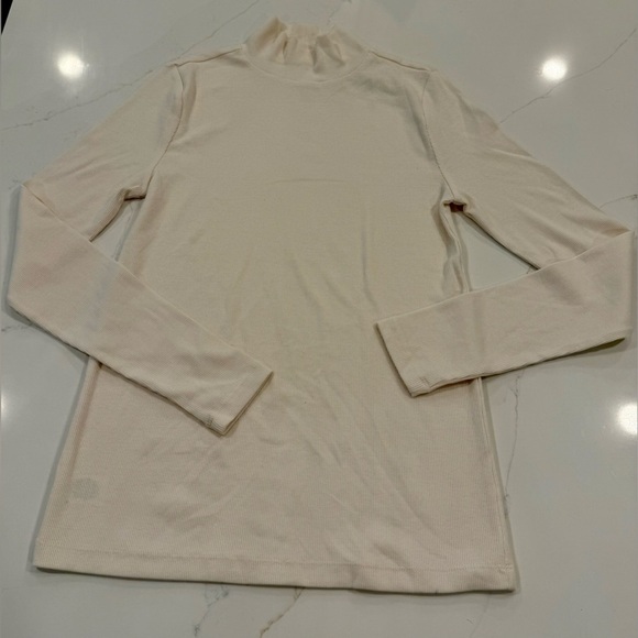 NWT LOFT Ribbed Mock Neck Sweater Top in Cream - Picture 2 of 6